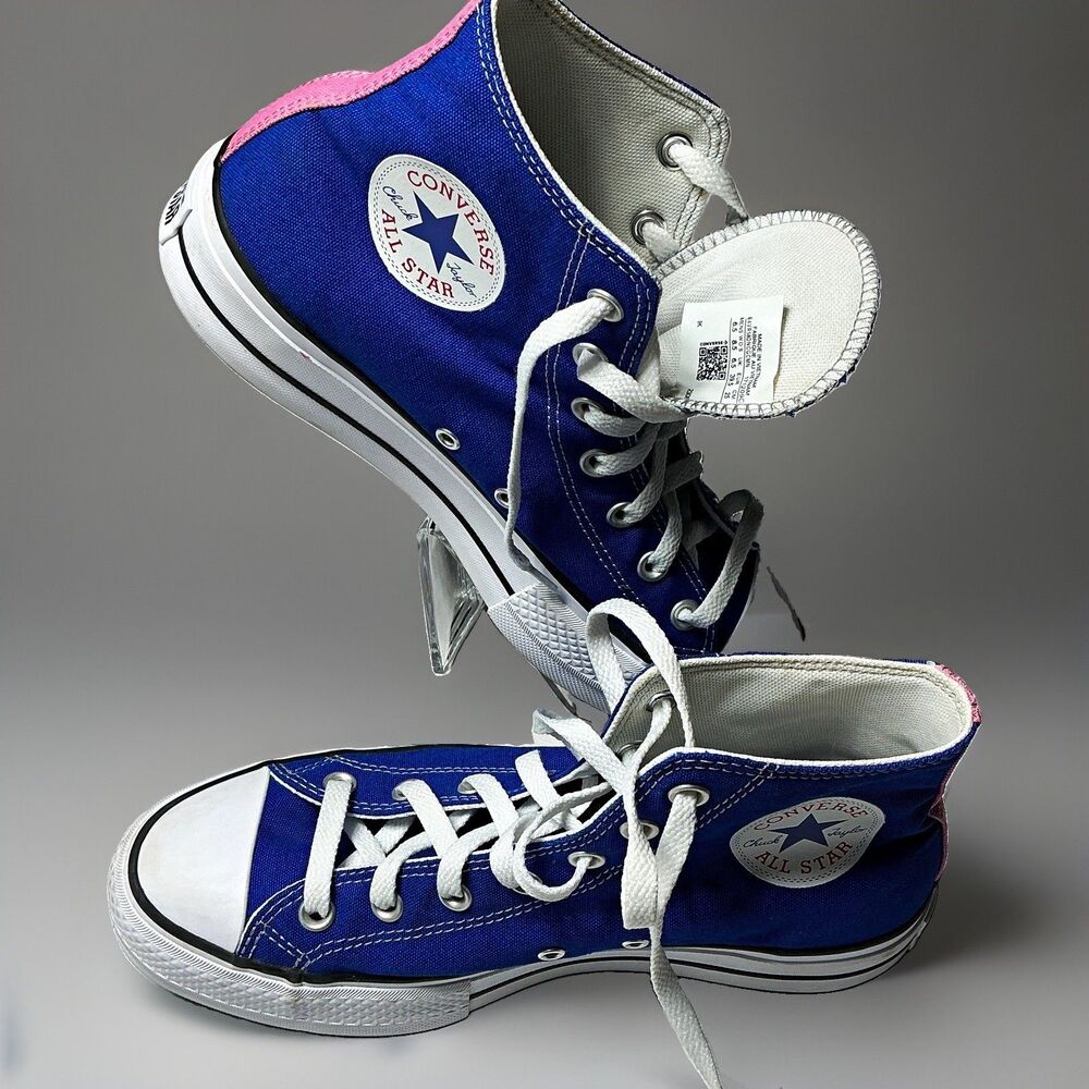 Converse Chuck Taylor All Star Men's High Top Canvas Sneakers Blue Pink White